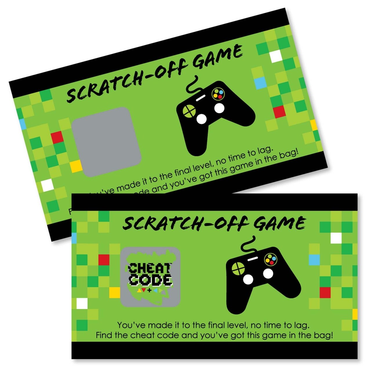 Big Dot of Happiness Video Game - Pixel Game Zone Party or Birthday Party Game Scratch Off Cards - 22 Count
